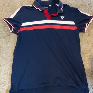 Navy blue, red, white Guess Polo